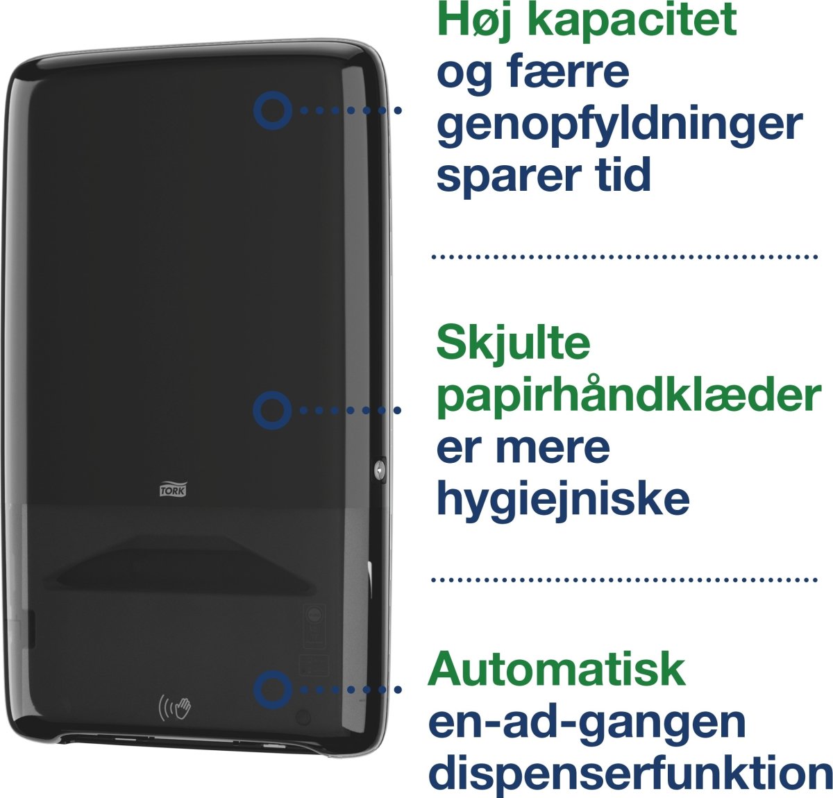 Tork H5 Automatisk Dispenser Håndklædeark, Sort