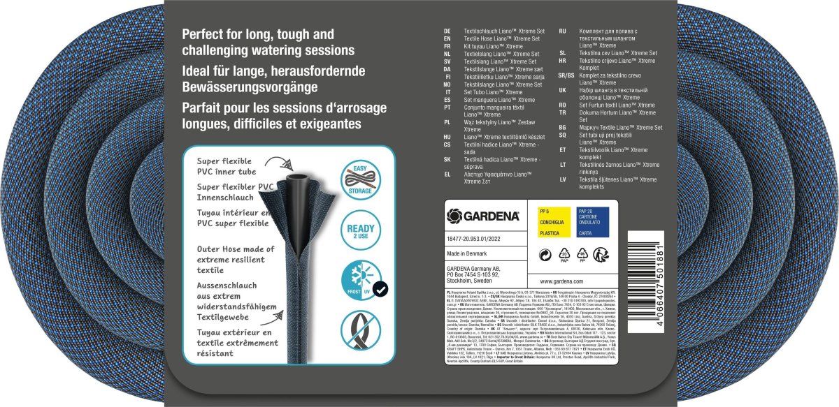 Gardena Haveslange Liano Xtreme, tekstil, 1/2" 30m