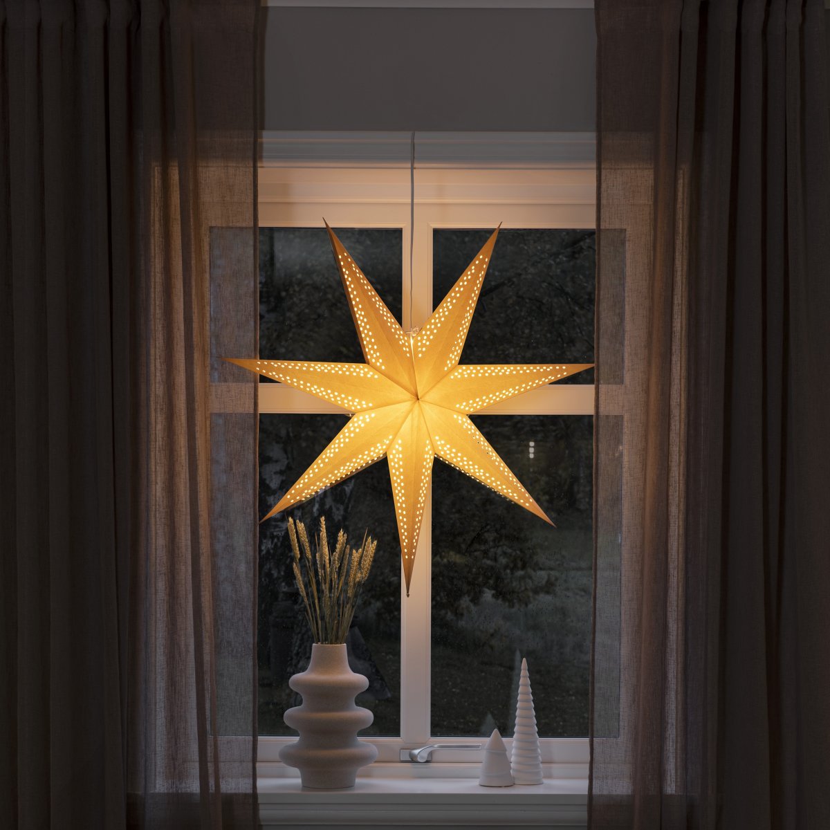 Papirstjerne, Hængende, Ø78 cm, brun