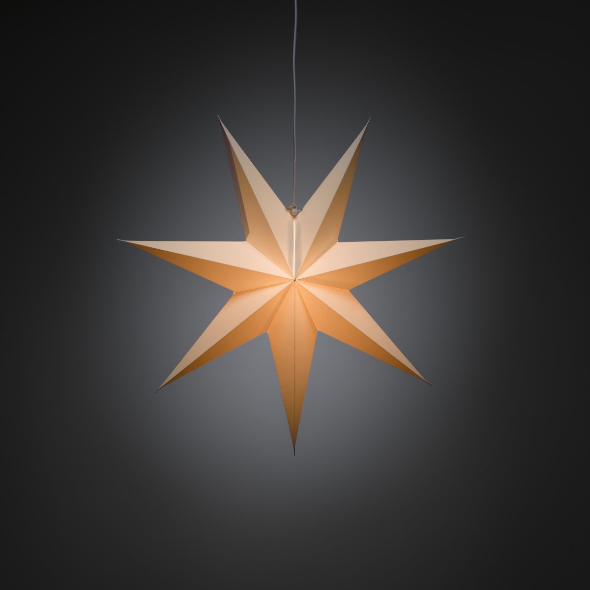 Papirstjerne, hængende, 7 spidser, Ø60 cm, hvid