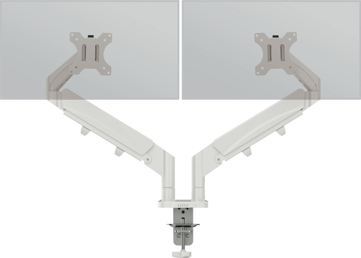 Leitz Ergo pladsbesparende dual monitor arm, grå