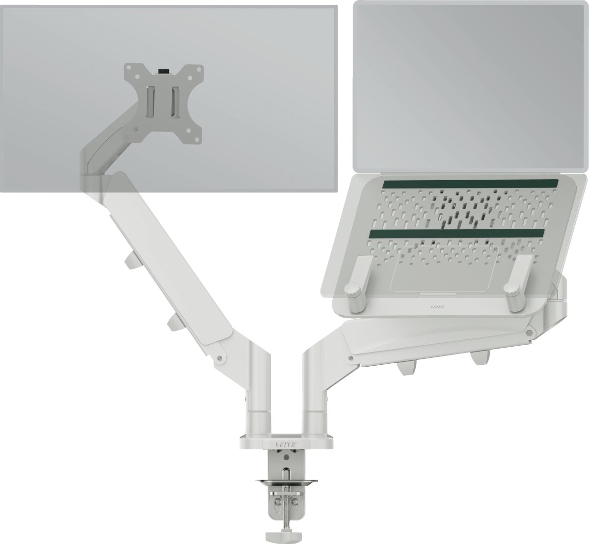 Leitz Ergo dual monitor arm & laptop arm, grå
