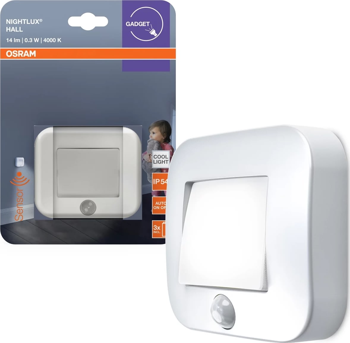 Osram Nightlux Hall LED spotlampe med sensor, hvid