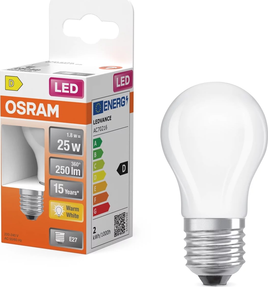 Osram Retro LED Kronepære mat E27, 2.5W=25W