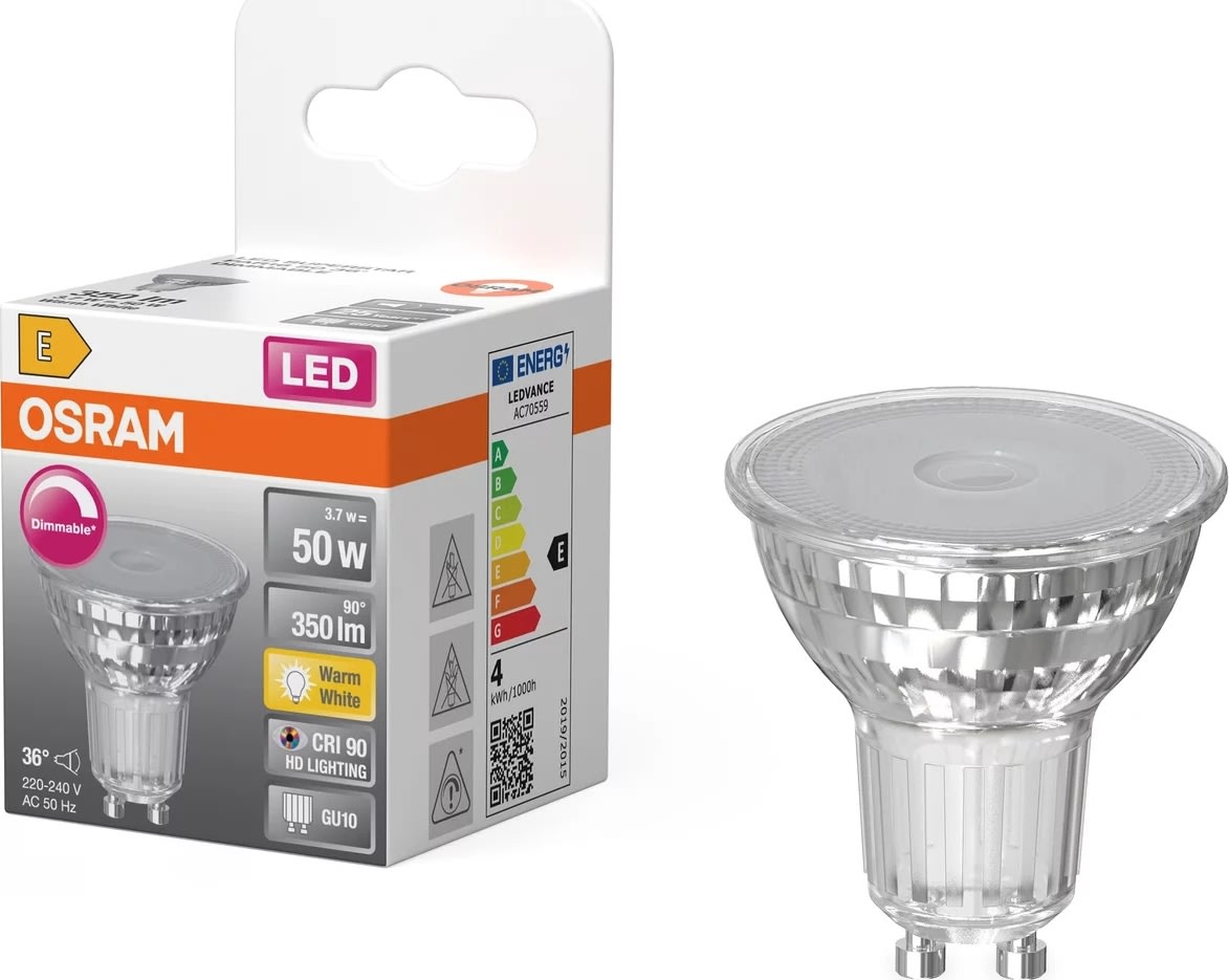 Osram LED Spotpære GU10, 3.7W=50W, dæmpbar