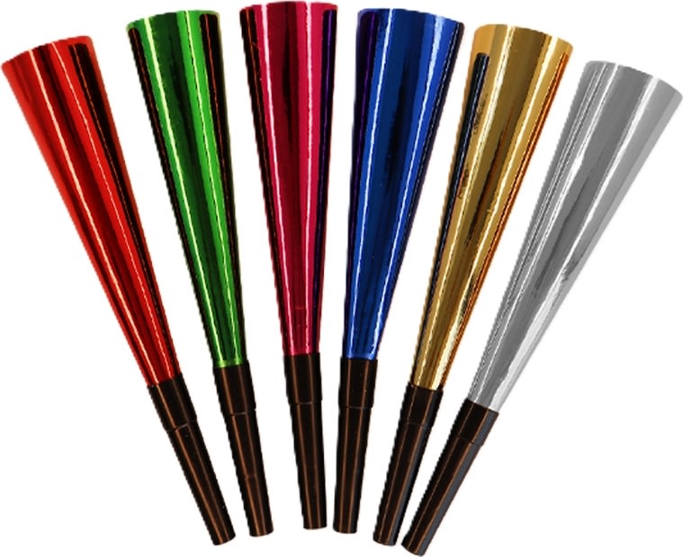 Nytårshorn, 6 stk, 6 farver