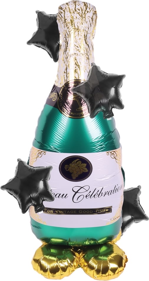 Folieballon, nytårsflaske med stjerner