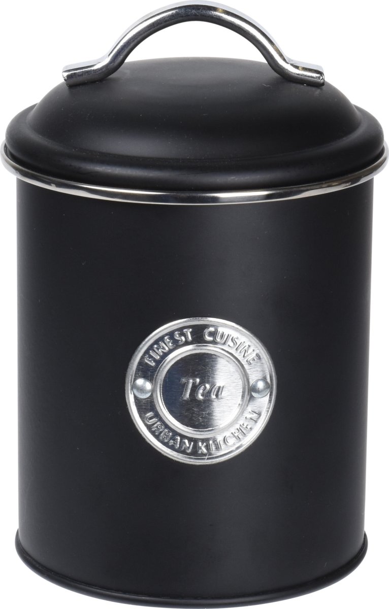 Opbevaringsdåser til kaffe/te/sukker, sort, metal