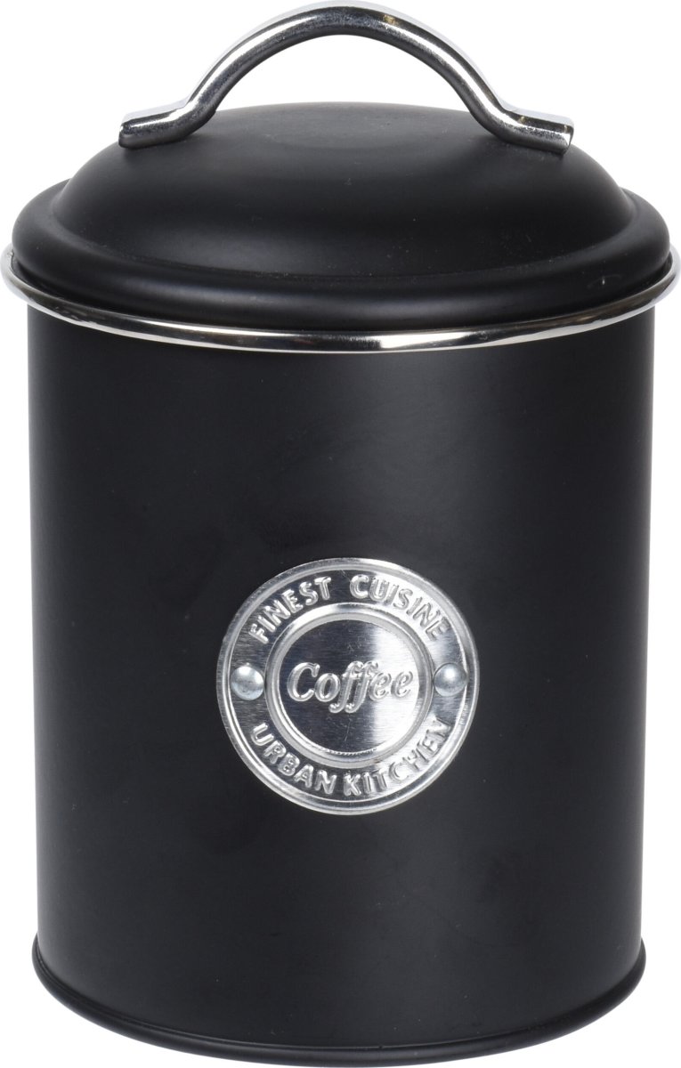 Opbevaringsdåser til kaffe/te/sukker, sort, metal