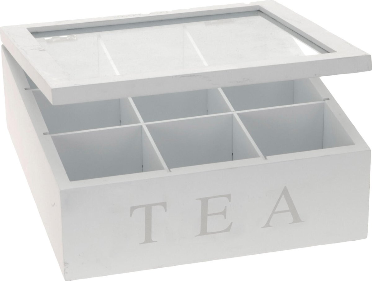 Tekasse, 9 rum, hvid, 23x23x9 cm.