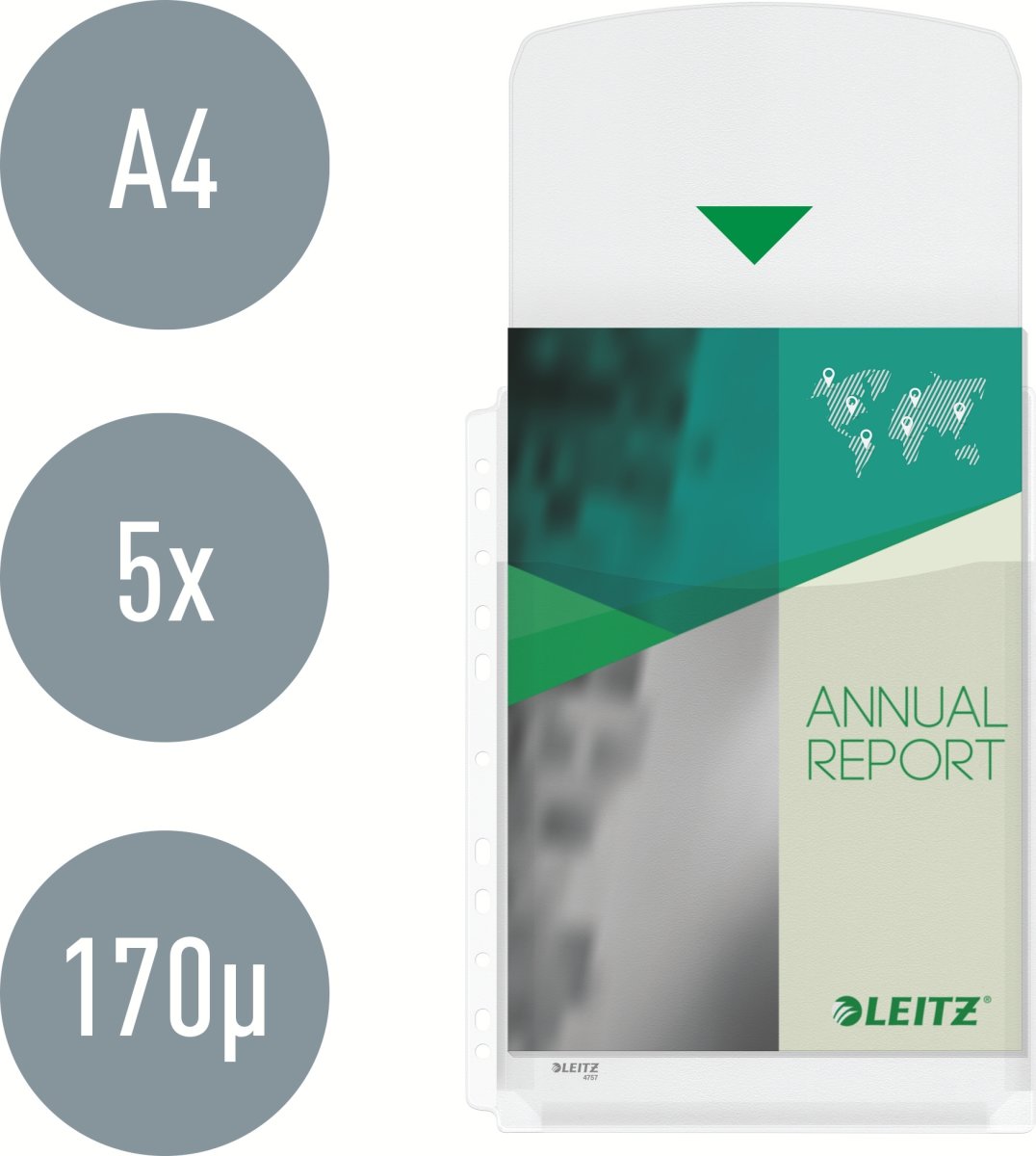 Leitz Plastlomme | A4 | Eksp. m. flap | 5 stk.