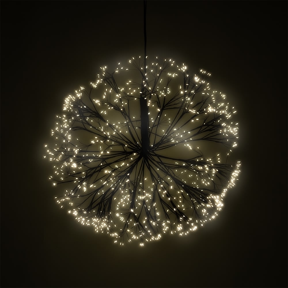 LED Lyskugle m. Grene Ø60 cm, sort/varm hvid