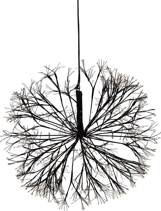 LED Lyskugle m. Grene Ø60 cm, sort/varm hvid