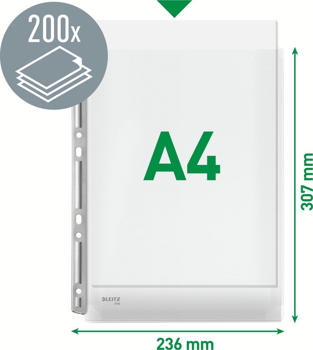 Leitz Plastlomme | A4 | Eksp. m. hulstr. | 3 stk.