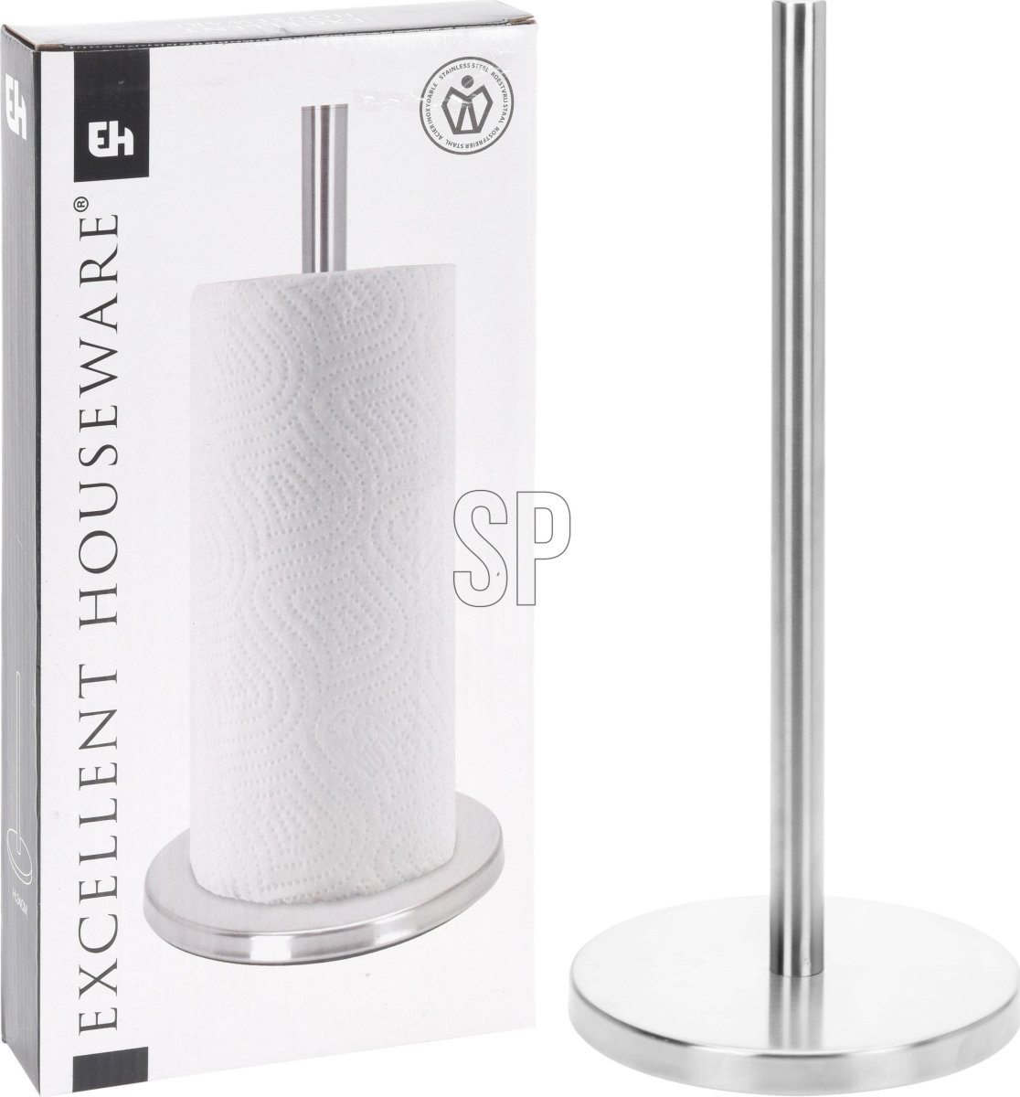 Køkkenrulleholder, rustfrit stål, mat