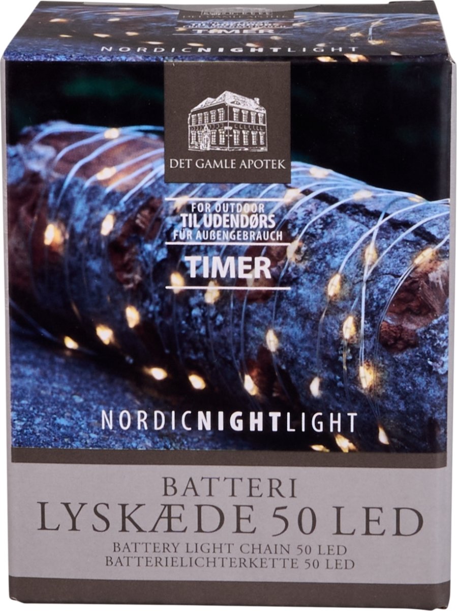 Lyskæde m/100 LED, 4,9m, sølvfarvet