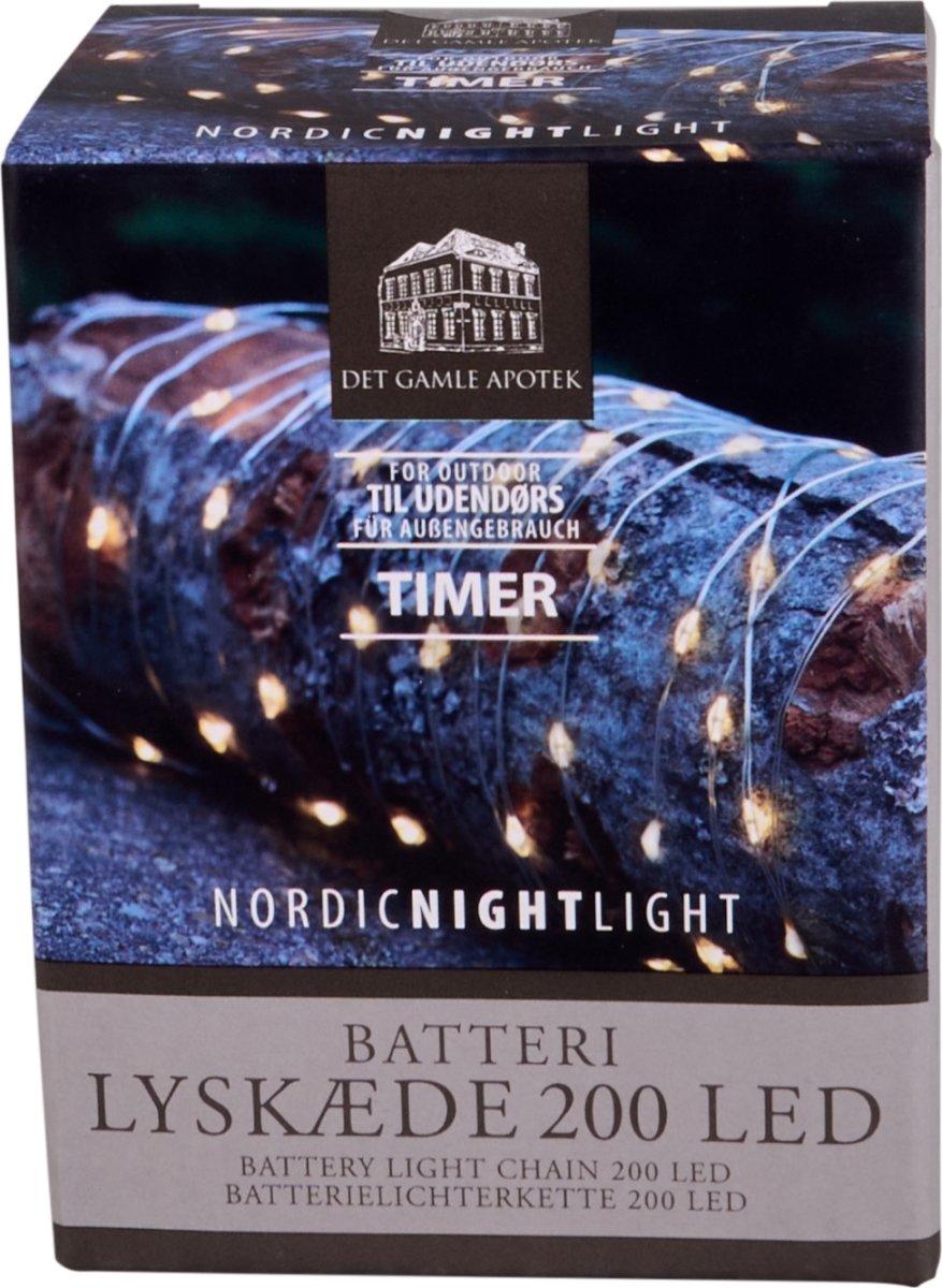 Lyskæde m/100 LED, 19,9m, sølvfarvet