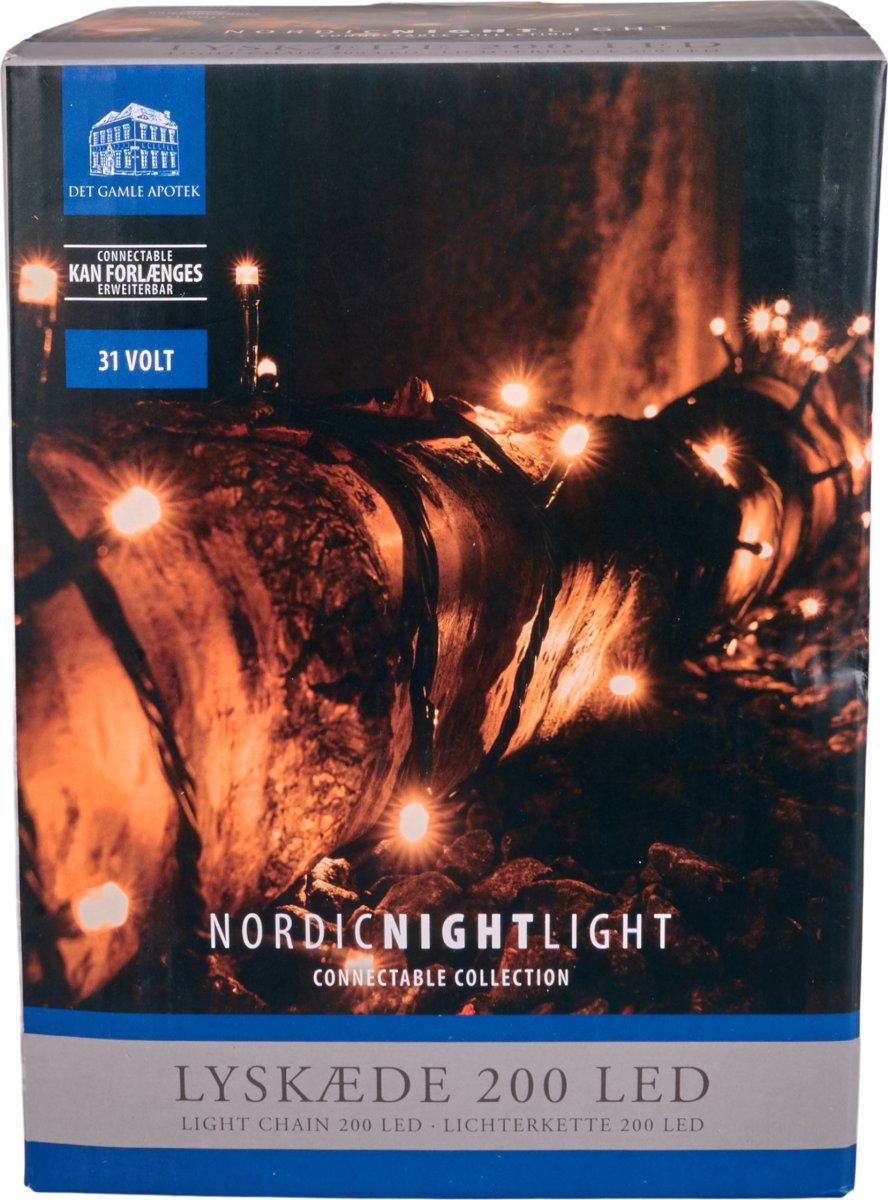 Lyskæde m/200 LED, 19,9m, forbindelig, varm hvid