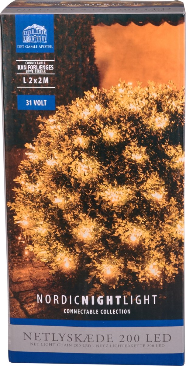 Lyskæde Net m/200 LED, B2xØ2m, varm hvid