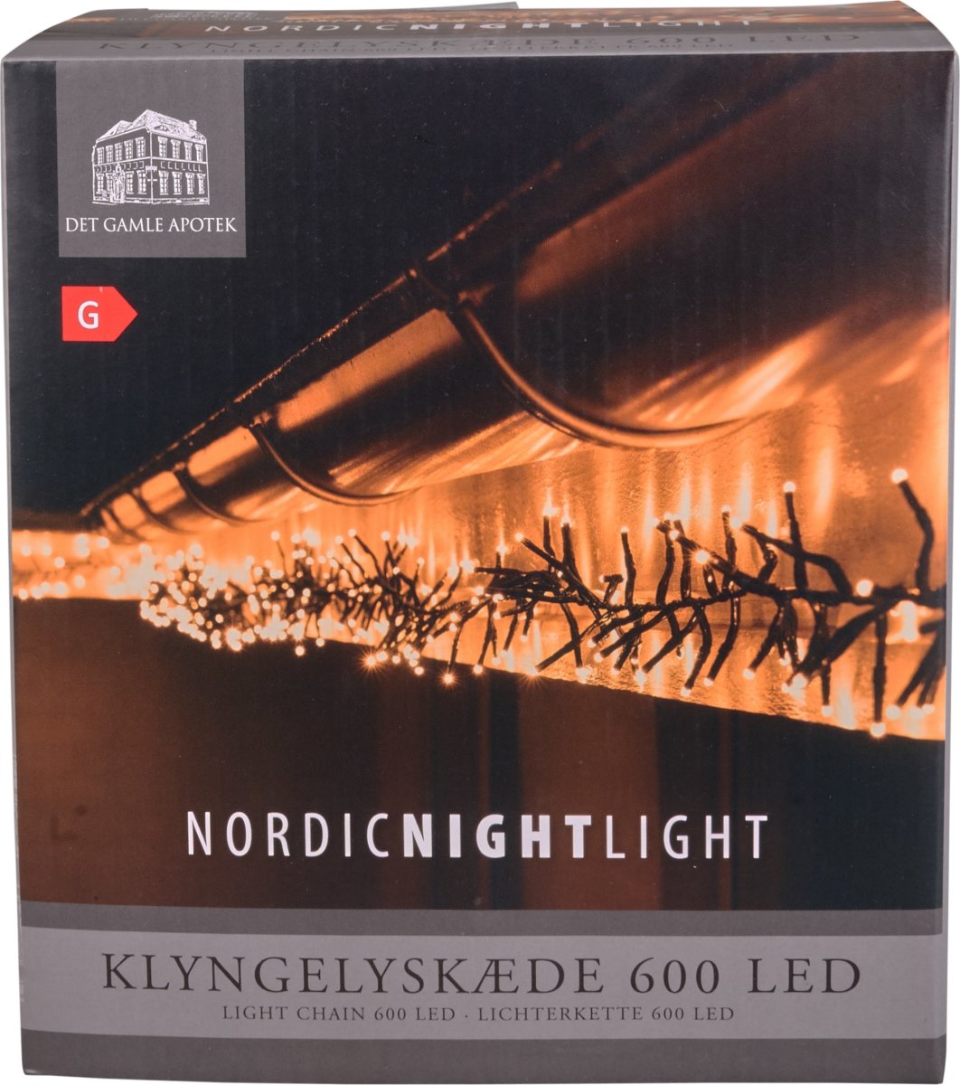 Cluster Lyskæde m/600 LED, 12m, varm hvid