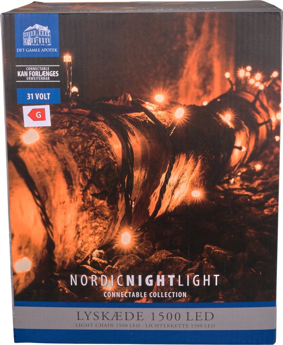 Lyskæde m/1500 LED, 74,95m, forbindelig, varm hvid