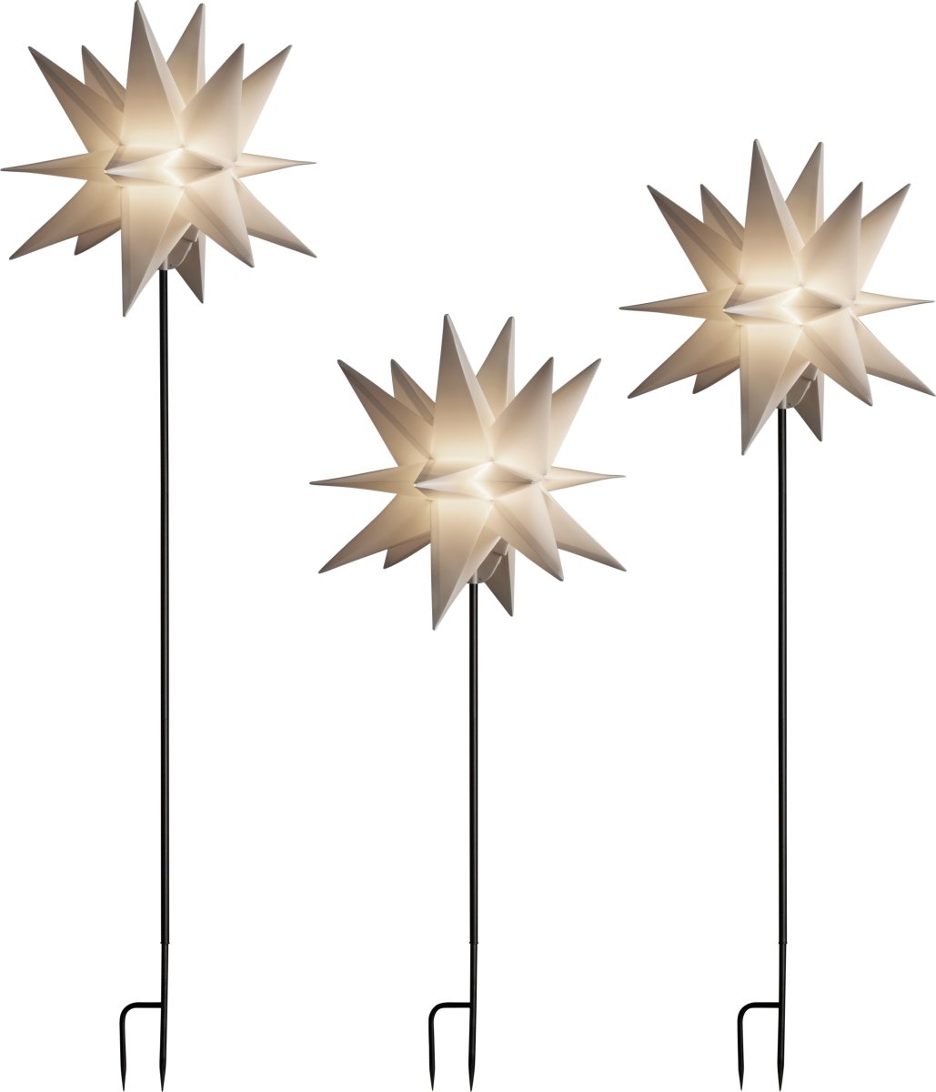 3D Stjerner m/Spyd, plast, hvid