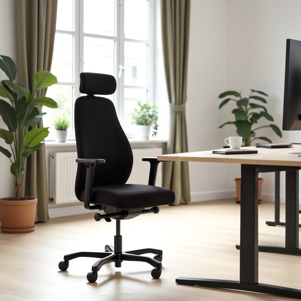 Siena Kontorstol m. høj ryg, inkl. armlæn