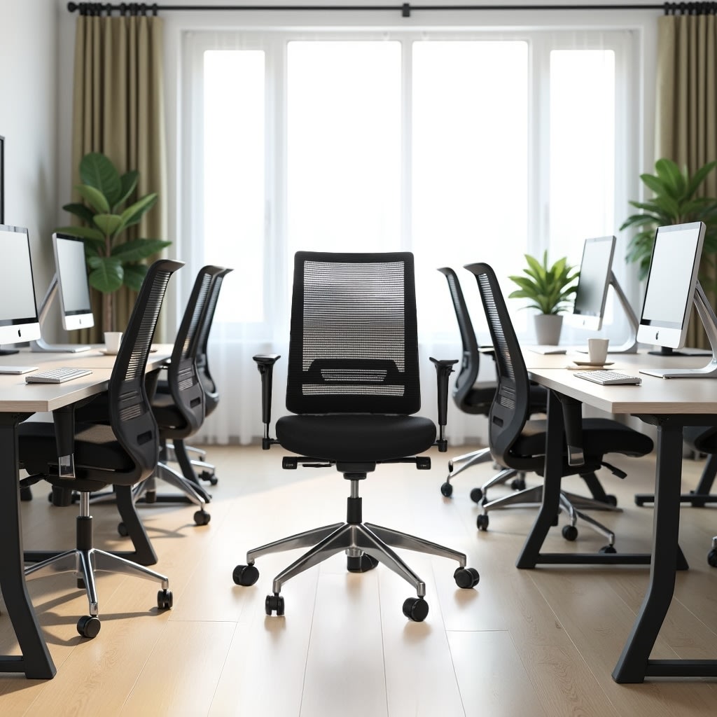 Palermo kontorstol, m. netryg i sort inkl. armlæn