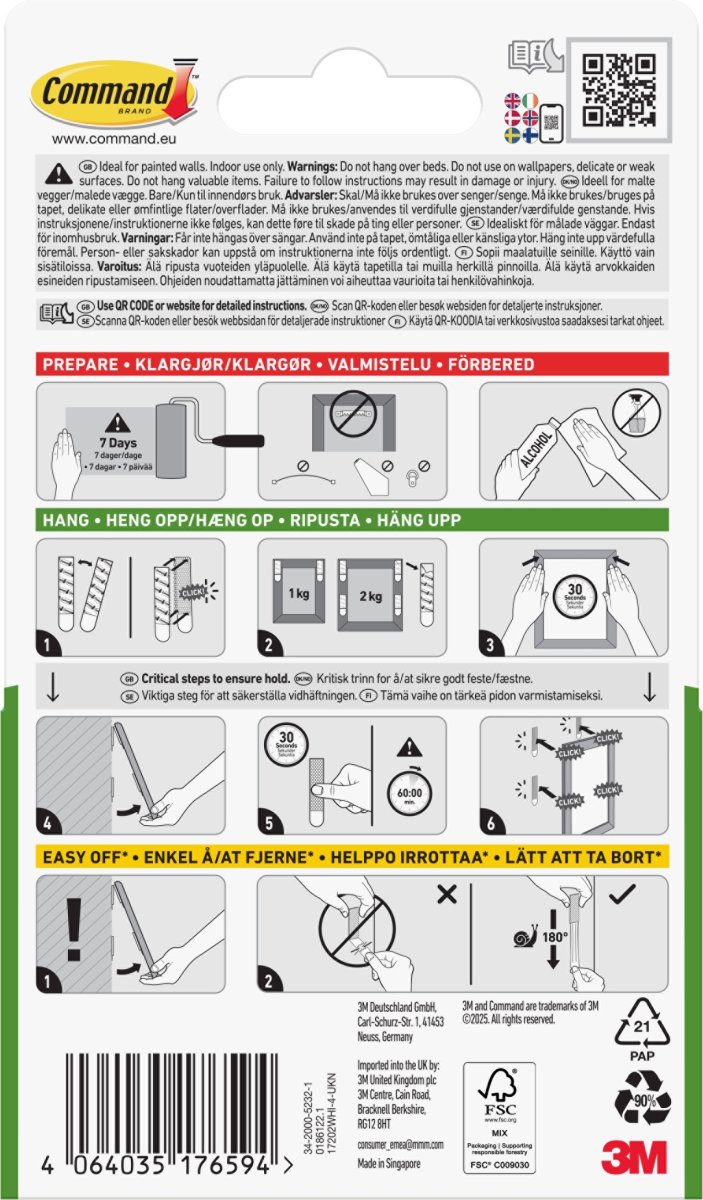 Command Klæbestrips til billedophæng | S | Hvid