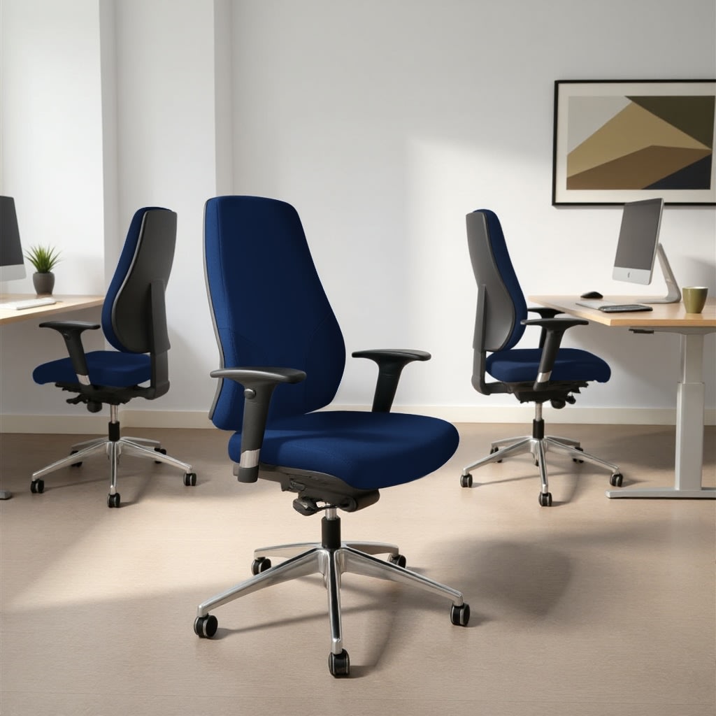 Palermo kontorstol i blå, inkl. armlæn