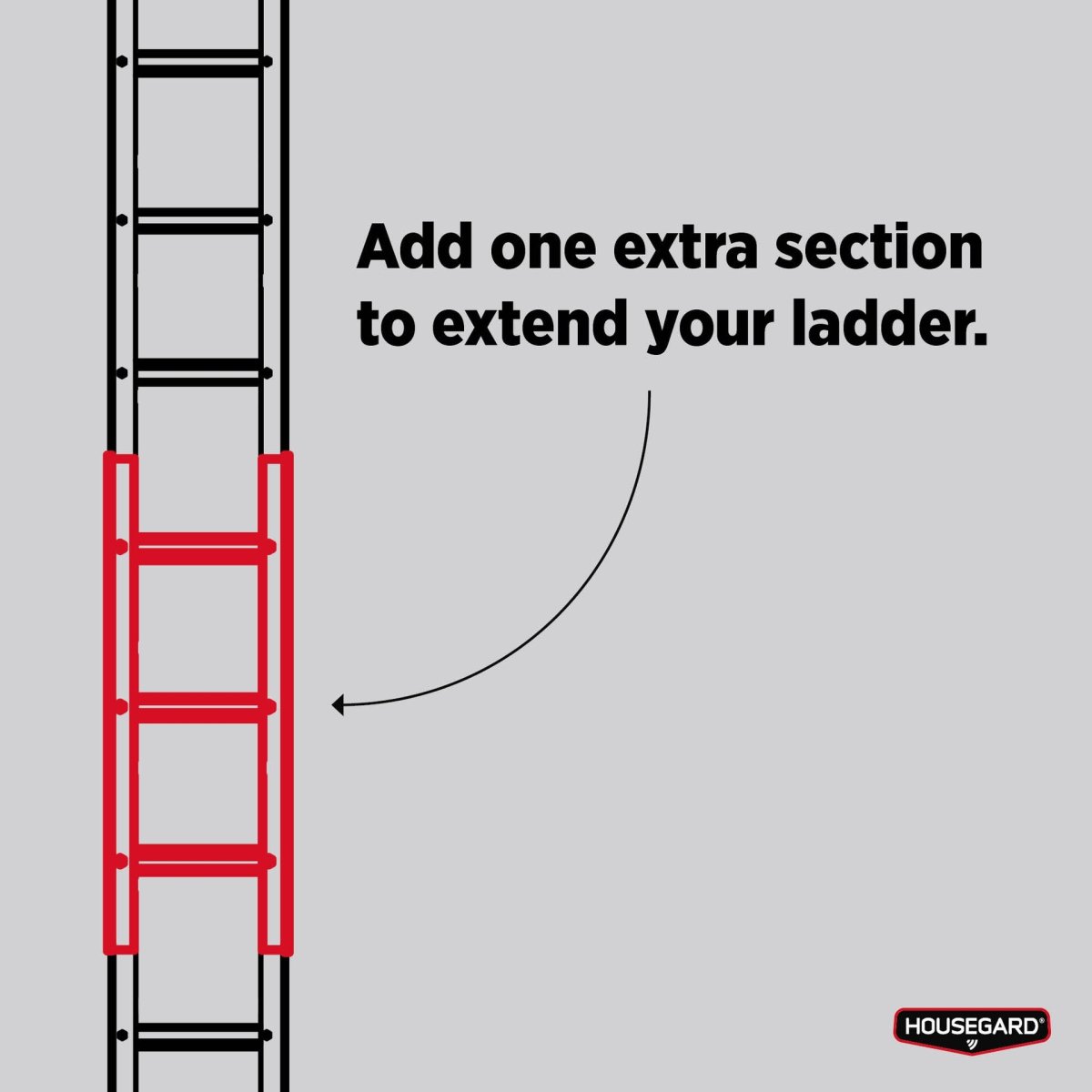 Housegard forlængelsessektion til flugtstige -90cm