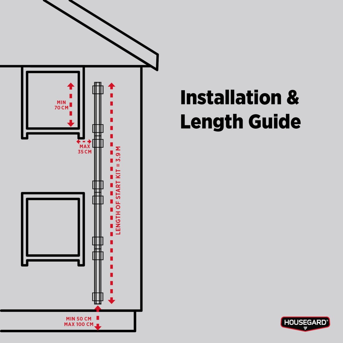 Housegard forlængelsessektion til flugtstige -90cm