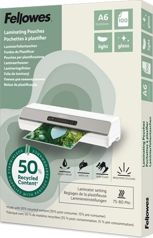 Fellowes A6 lamineringslommer 100 stk gennemsigtig