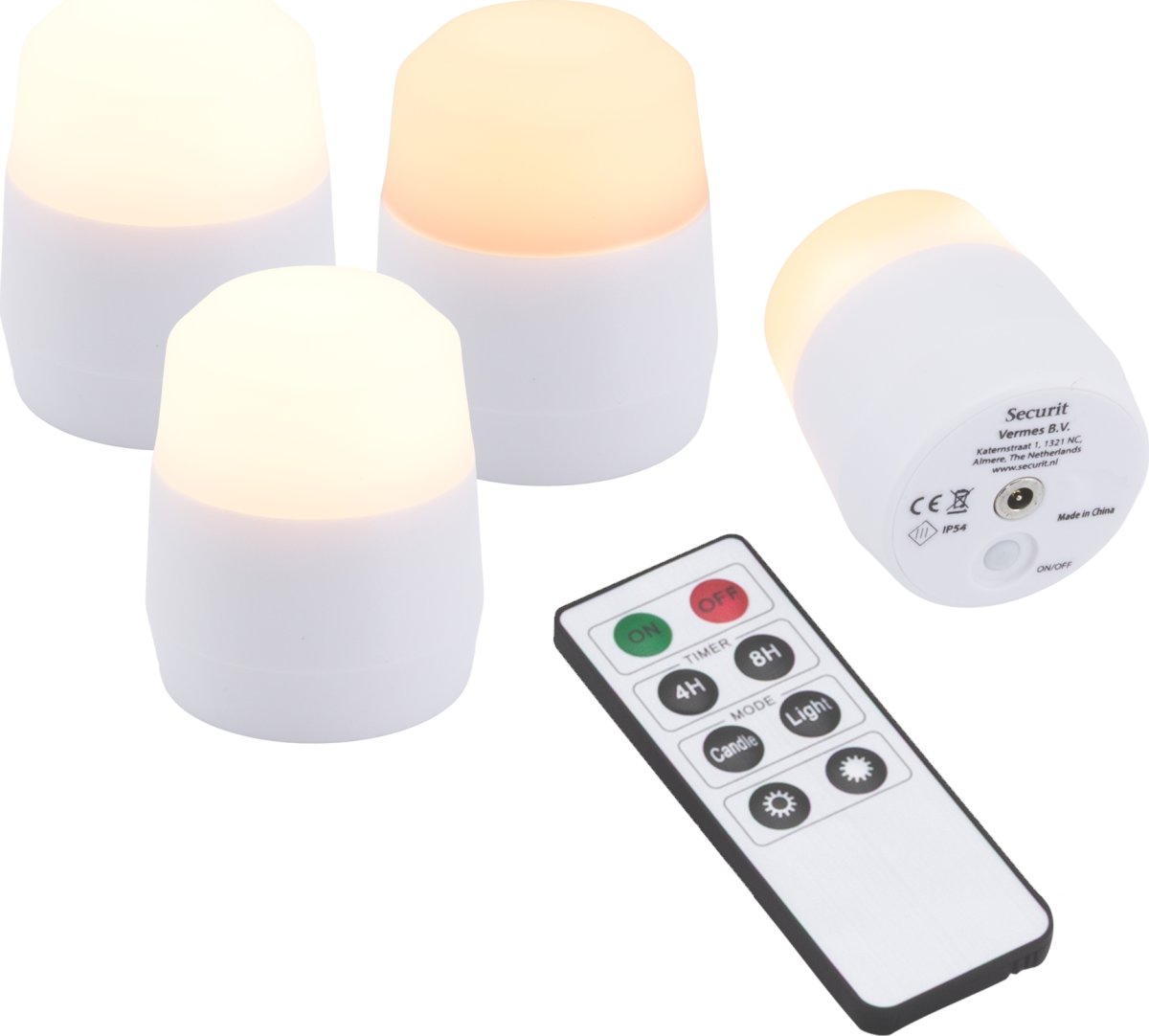 Securit Amsterdam LED fyrfadslys, 4 stk., hvid