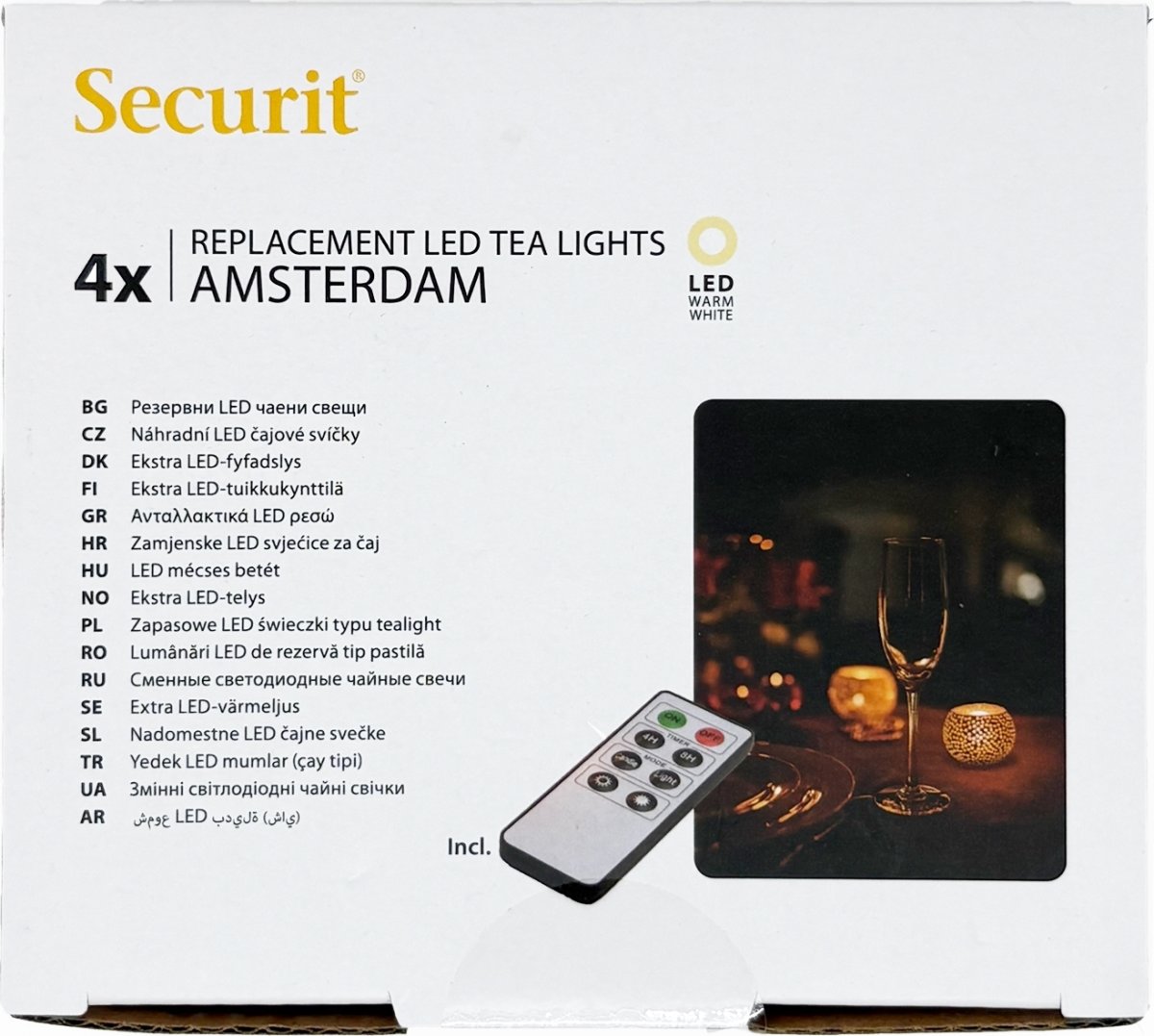 Securit Amsterdam LED fyrfadslys, 4 stk., hvid