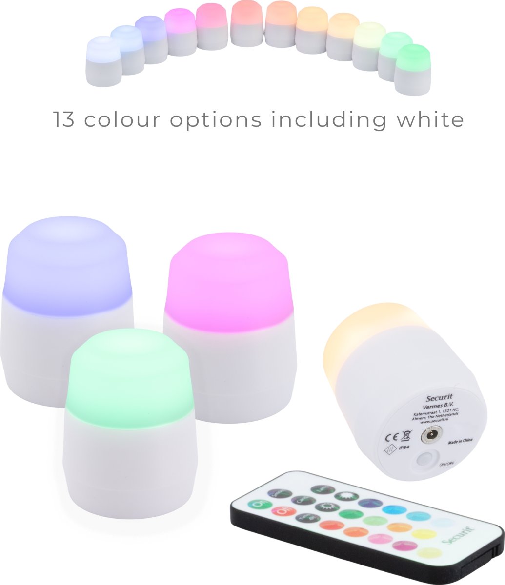 Securit Amsterdam LED fyrfadslys, 4 stk., farve