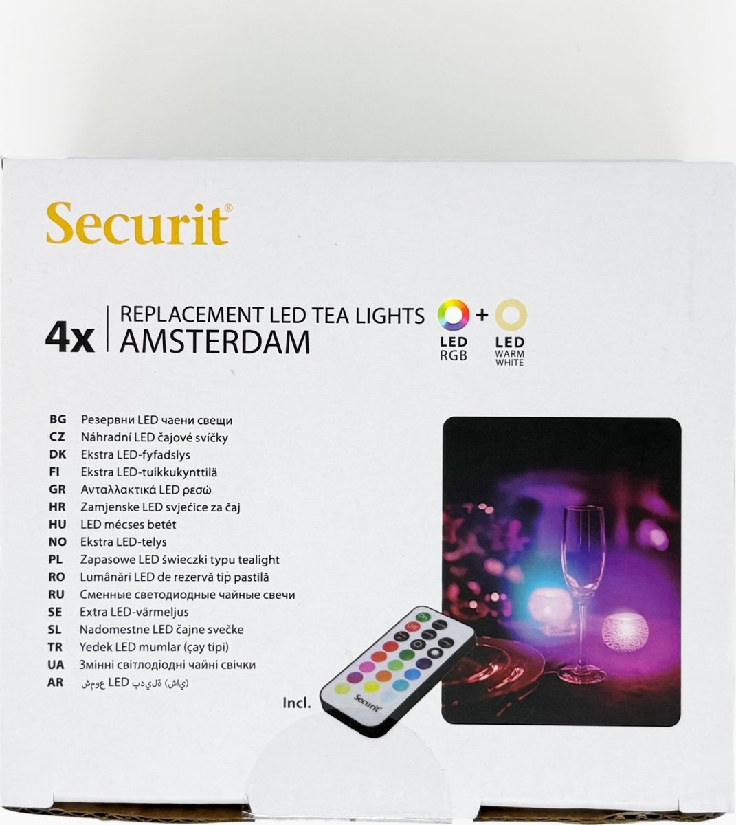 Securit Amsterdam LED fyrfadslys, 4 stk., farve