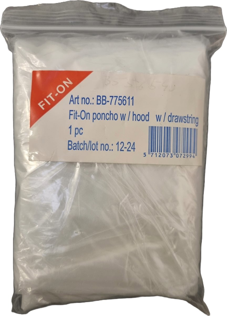 Regnslag Poncho m/hætte og snortræk | One-Size