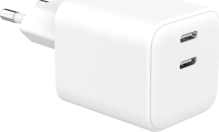 GEAR Oplader, 65W, 220V, 2x USB-C - Hvid