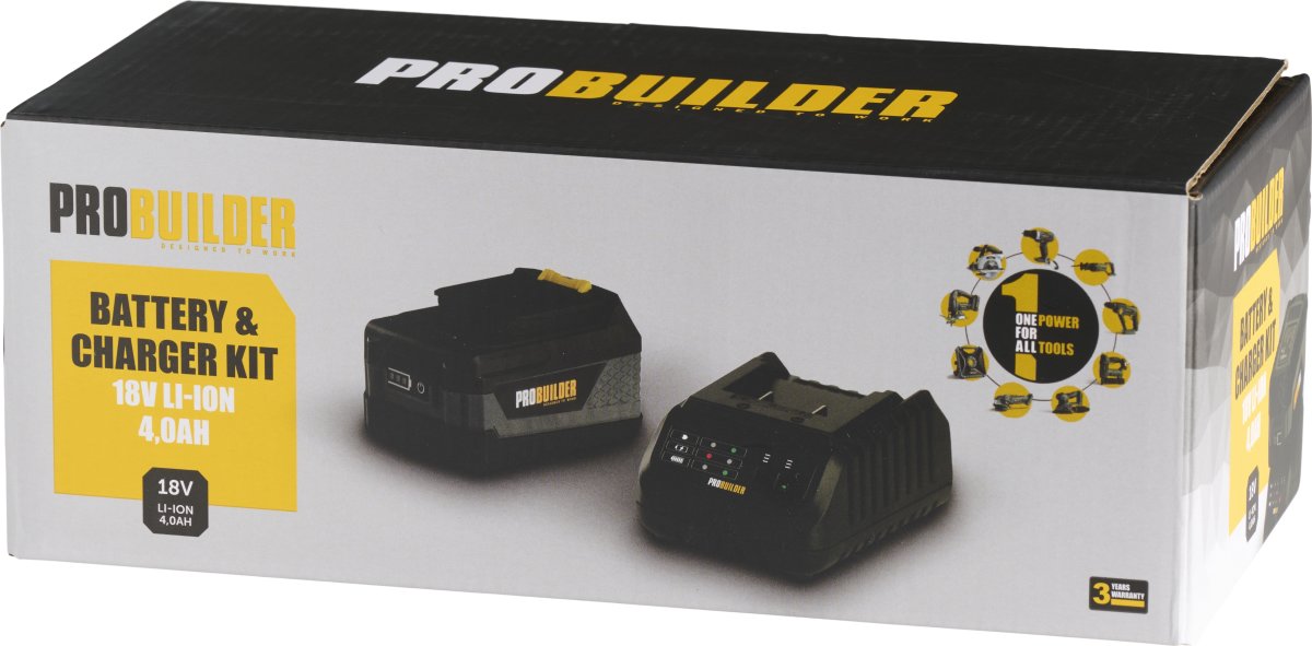Probuilder Oplader+Batteri 4.0Ah 18V
