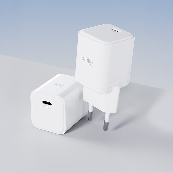Allity Oplader, USB-C, 20W - Hvid