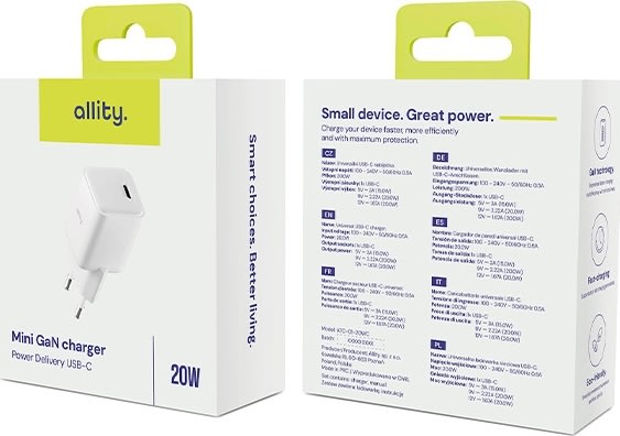 Allity Oplader, USB-C, 20W - Hvid
