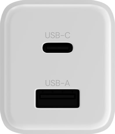Allity Oplader, 1x USB-C, 1x USB-A, 20W - Hvid