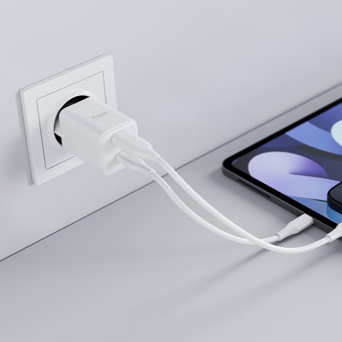 Allity Oplader, 1x USB-C, 1x USB-A, 30W - Hvid