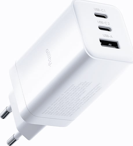 Allity Oplader, 2x USB-C, 1x USB-A, 65W - Hvid