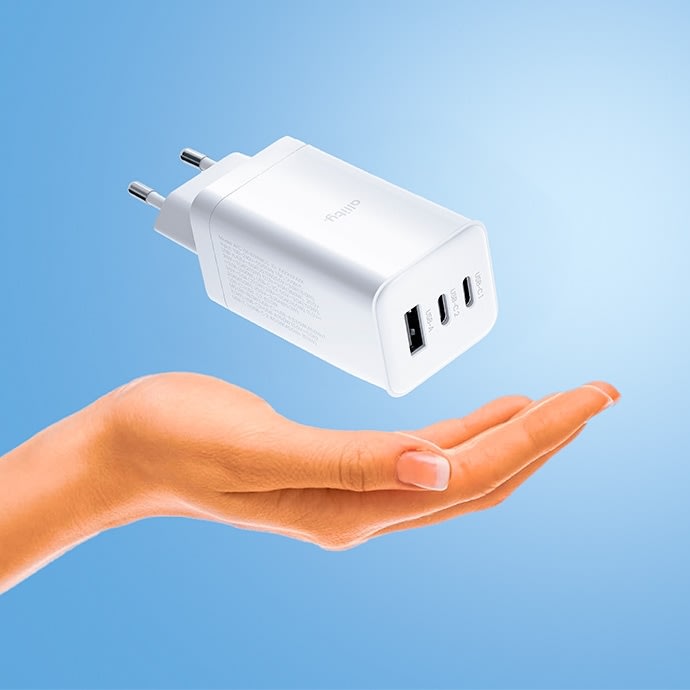 Allity Oplader, 2x USB-C, 1x USB-A, 65W - Hvid
