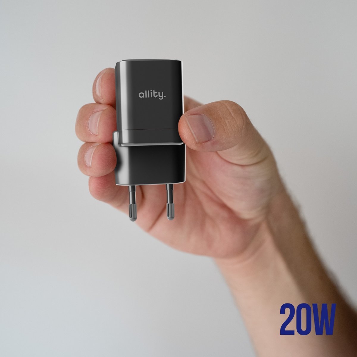 Allity Oplader, 1x USB-C, 1x USB-A, 20W - Sort