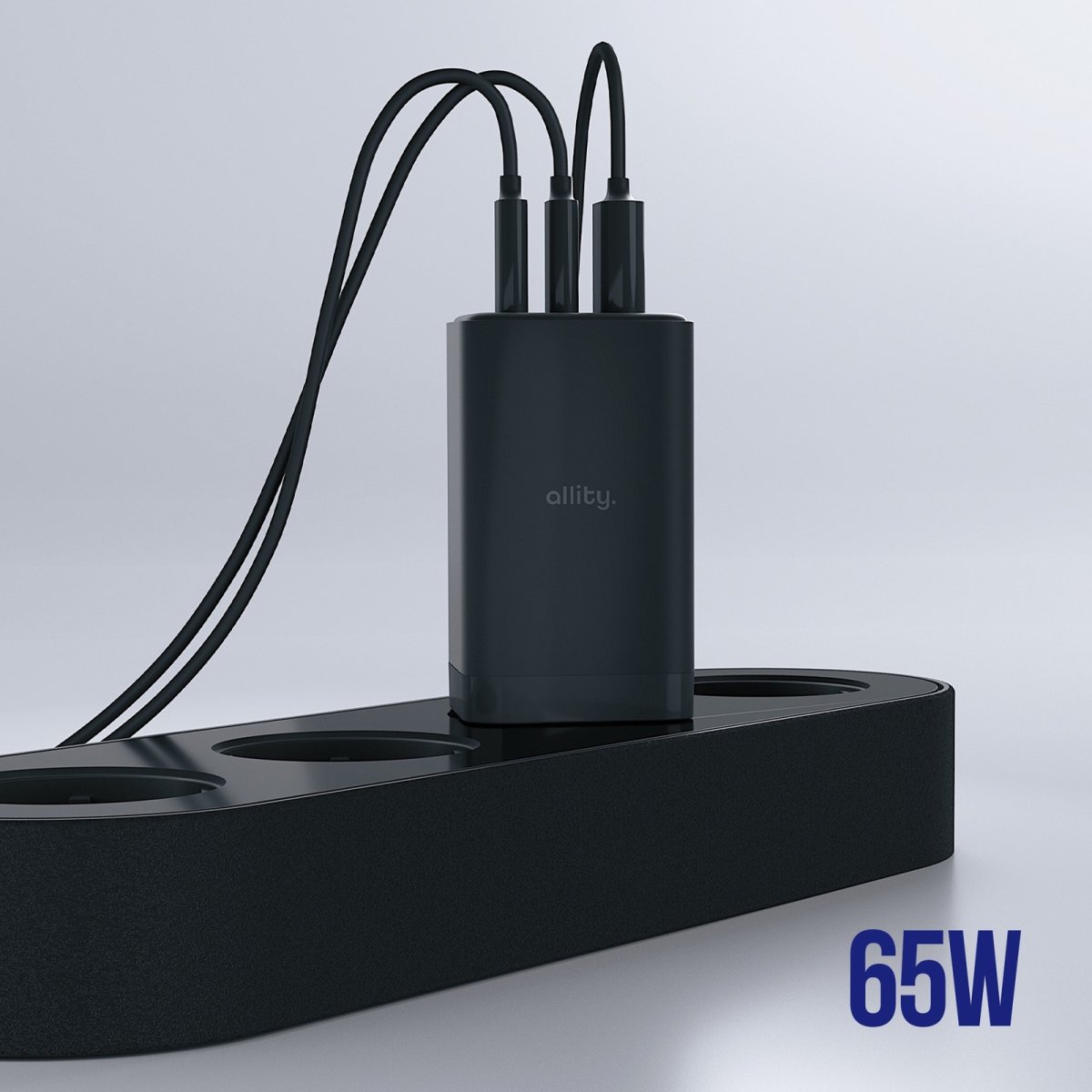 Allity 2x USB-C, 1x USB-A, 65W - Sort