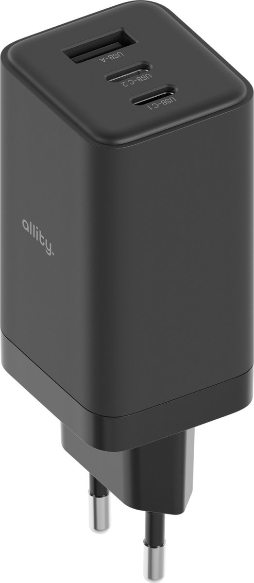 Allity 2x USB-C, 1x USB-A, 65W - Sort