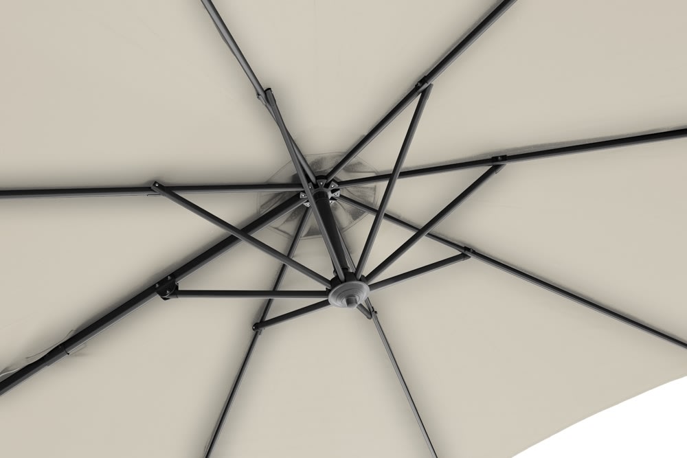 Hængeparasol Ø3m inkl. fod og overtræk, beige